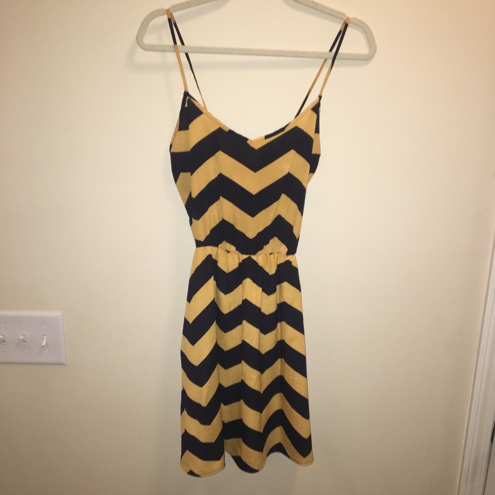 Navy blue and yellow dress